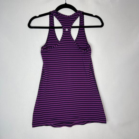 Lululemon Purple Navy Striped Swiftly Tech Racerback Tank Top Womens Size 4 - Picture 6 of 8